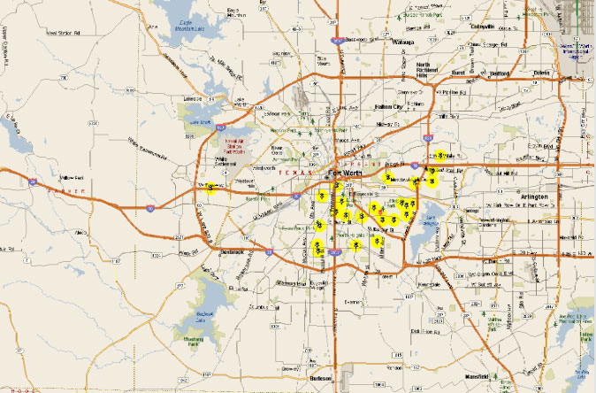 Map of Failing Schools in Forth Worth, TX